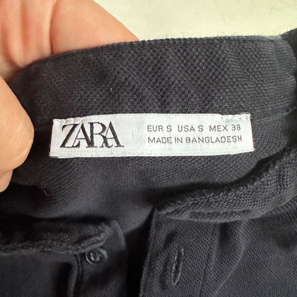 Zara Navy Blue Mandarin Collar Polo Shirt - Picture 2 of 5
